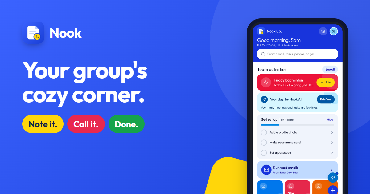 Nook: notes, tasks, chat and calendar for your group
